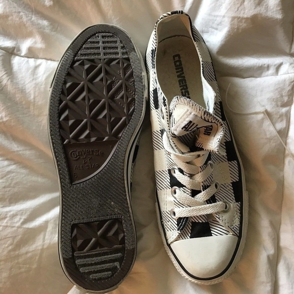 Converse Black and White Glitter Checks Low Top Sz8 Ladies All Stars Pre-Owned - Picture 6 of 11